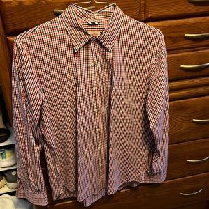 Brooks brothers red, white, and blue checked sport shirt